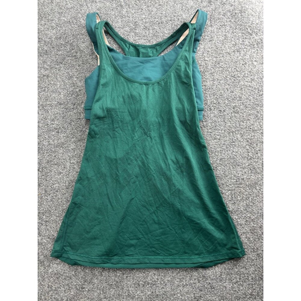 Lululemon No Limits Tank Top Womens 4 Green Built In Bra Racerback Yoga Athletic